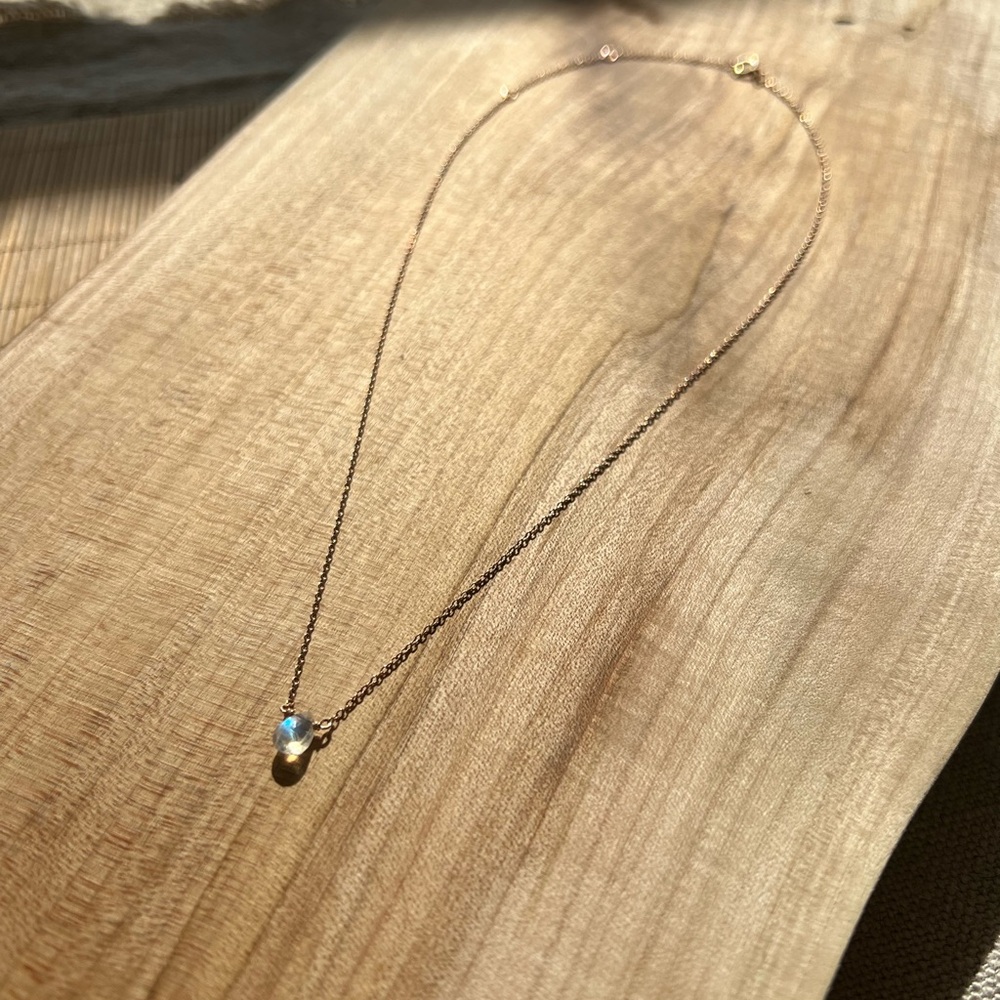 Leisel Love 14k Rose Gold Moonstone Necklace 16”